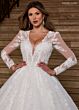 Rachel Allan RB6172 Sheer Sleeve V-Neck Wedding Gown