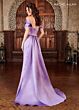 Rachel Allan RB8122 Panel Train Pleated Off The Shoulder Dress