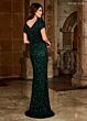 Rachel Allan RB8138 Center Slit Cap Sleeves Sequin Dress