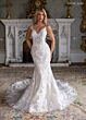 Rachel Allan RB2236 Illusion Back Scalloped Hem Lace Wedding Dress