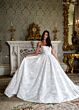 Rachel Allan RB3240 Strapless Scoop Neck Pleated Brocade Wedding Gown