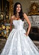 Rachel Allan RB3240 Strapless Scoop Neck Pleated Brocade Wedding Gown
