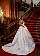 Rachel Allan RB3240 Strapless Scoop Neck Pleated Brocade Wedding Gown