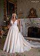 Rachel Allan RB3244 Lace Applique Bodice Plunging Neck Wedding Gown