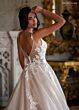 Rachel Allan RB3244 Lace Applique Bodice Plunging Neck Wedding Gown