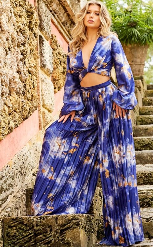 Jovani 06850 Wide-Leg Printed Pants