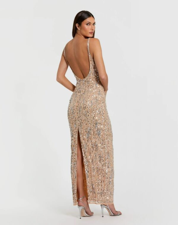 Mac Duggal 10696 Back Slit Sequin Dress