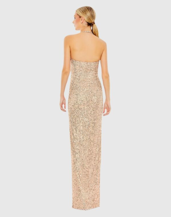 Ieena for Mac Duggal 11279 High Slit Halter Neckline Dress