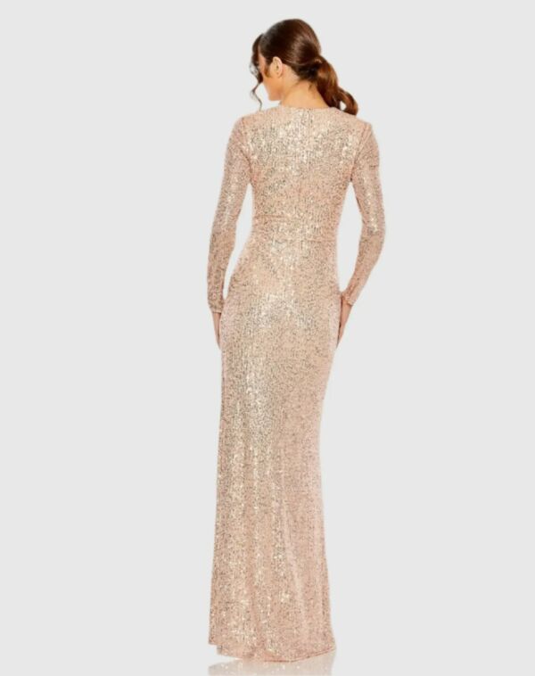 Mac Duggal 11659 Jewel Neck Long Sleeve Sequin Evening Dress
