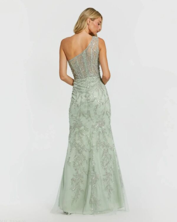 Mac Duggal 20543 One-Shoulder Beaded Asymmetric Neck Dress