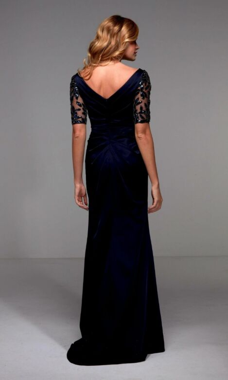 Alyce Paris 27498 Embellished Sleeves Pleated Dress