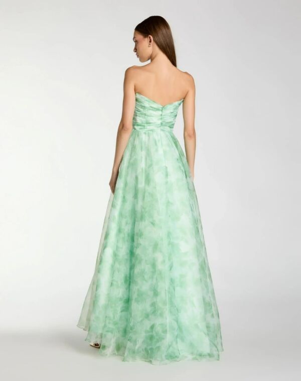 Mac Duggal 30783 Floral Chiffon Strapless A-Line Prom Dress