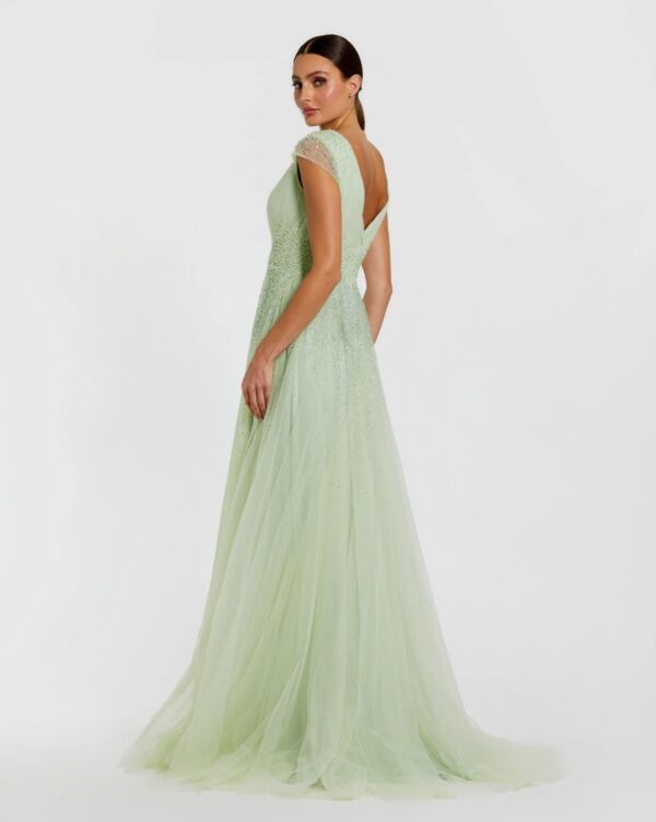 Mac Duggal 37018 Cap Sleeve V-Neck Embellished Dress