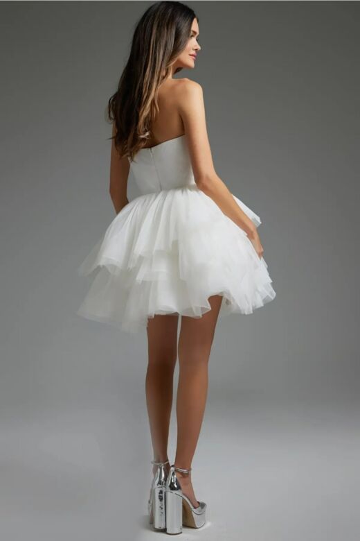 Jovani 41054 Layered Skirt Strapless Dress