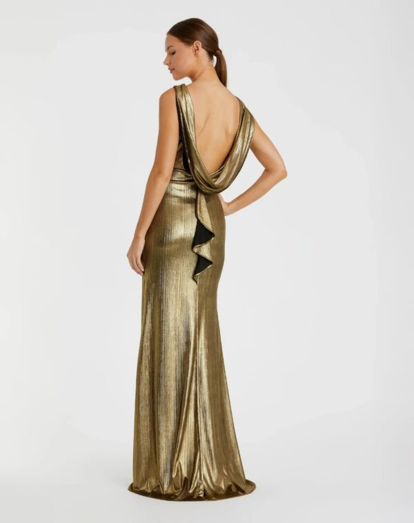 Ieena for Mac Duggal 49087 Cowl Back Bateau Neck Dress