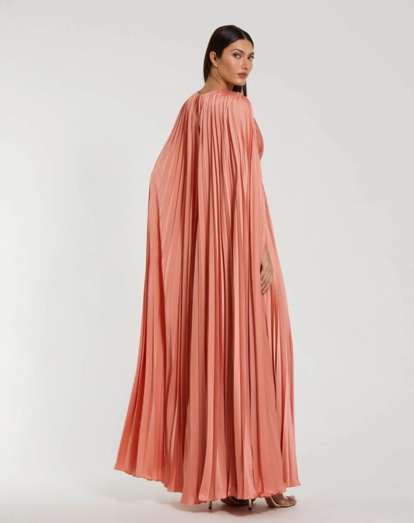 Mac Duggal 49872 Cape Sleeve V-Neck Pleated Dress