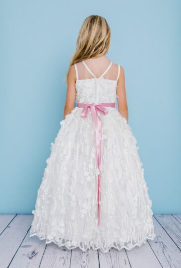 Rosebud 5133 Illusion Neckline Flower Girl Dress