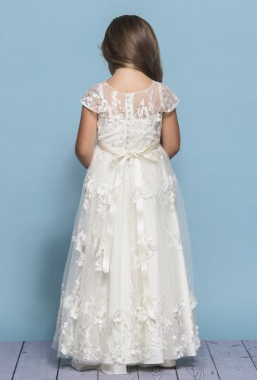 Rosebud Fashions 5137 Floral Appliques Flower Girl Dress