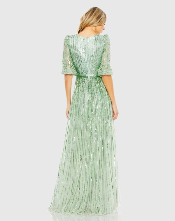 Mac Duggal 5509 Three Quarter Sleeve Sequin Dress