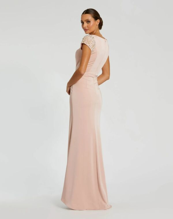 Mac Duggal 55718 Bateau Neck Cap Sleeve Dress