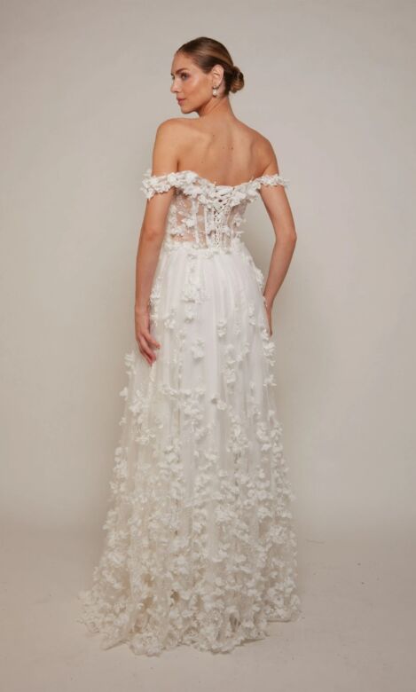 Alyce Paris 61308 3D Flowers Off The Shoulder Dress