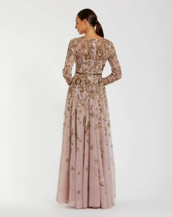 Mac Duggal 6182 Long Sleeve Embellished A-Line Dress