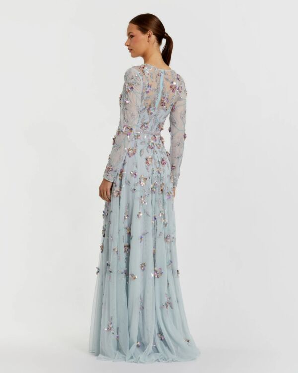 Mac Duggal 6183 Jewel Illusion Neckline Floral-Embellished Dress