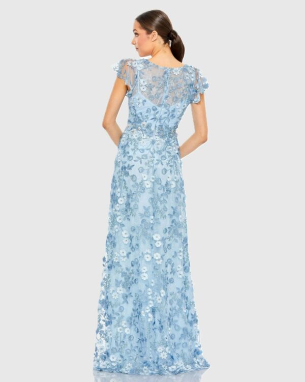 Mac Duggal 68192 Flutter Sleeve A-Line Embroidered Dress