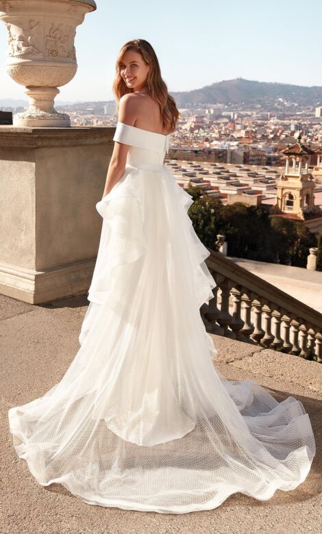 Alyce Paris 7020 Off The Shoulder Wedding Dress with Overskirt