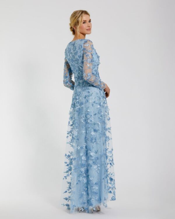 Mac Duggal 70224 Illusion Sleeve Floral Dress