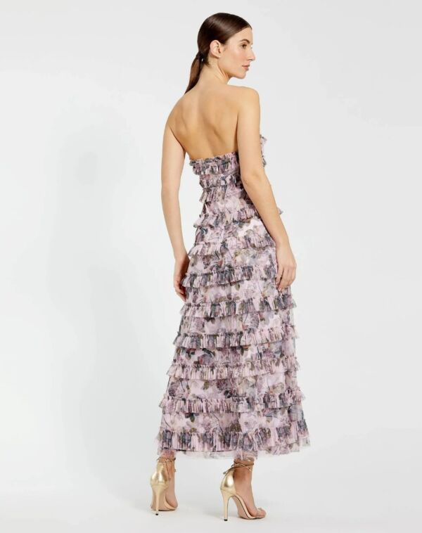 Mac Duggal 8137 Floral Strapless A-Line Ruffle Dress