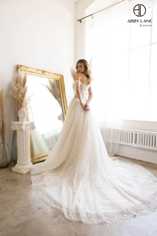 Abby Lane 97185 Embroidered Tulle Off The Shoulder Wedding Dress