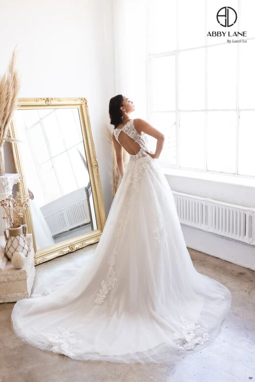 Abby Lane 97190 Cutout Back A-line Tulle Wedding Gown