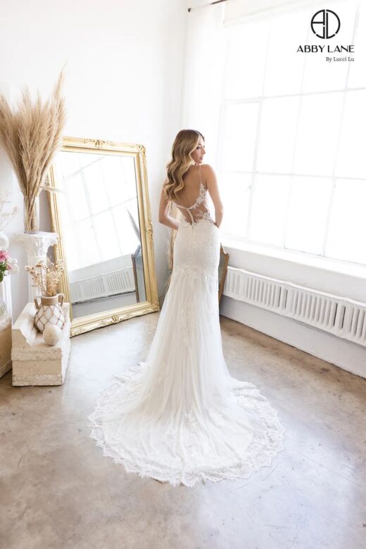 Abby Lane 97192 Illusion Back Semi-Trumpet Bridal Dress