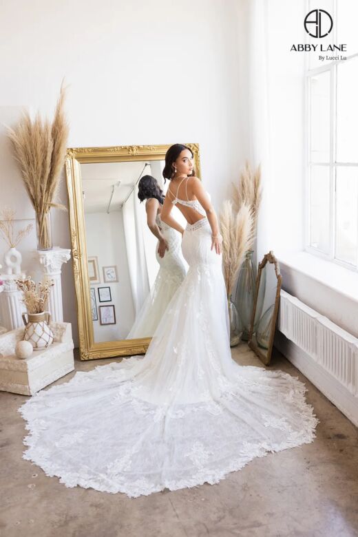 Abby Lane 97194 Strappy Back Lace and Tulle Bridal Dress