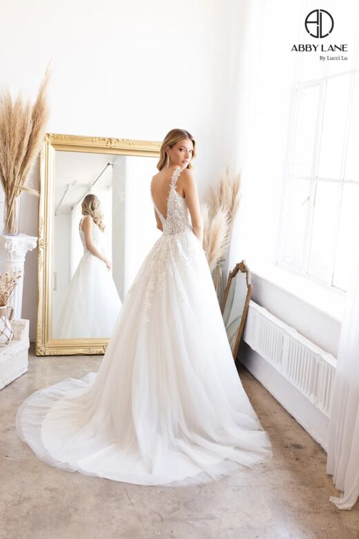 Abby Lane 97197 Open V-Back A-line Tulle Bridal Gown