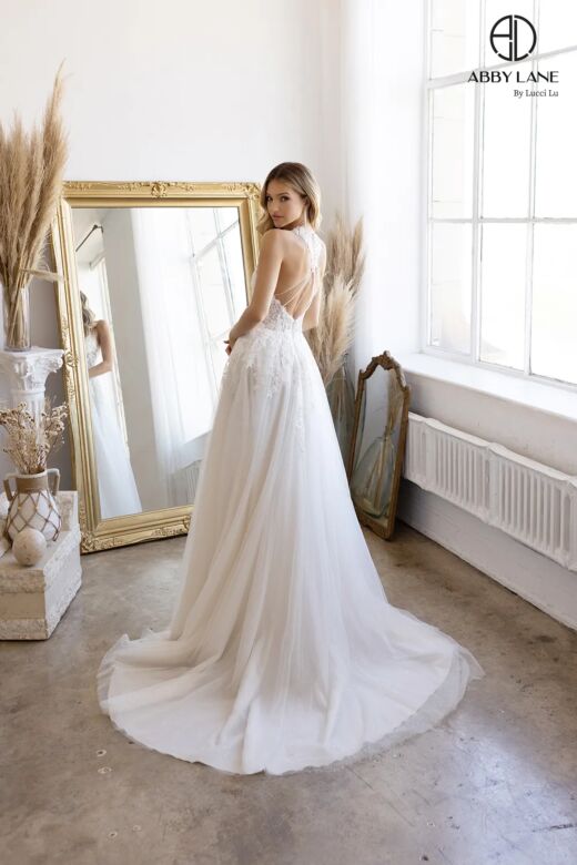 Abby Lane 97205 Strappy Back Glitter Tulle A-line Wedding Dress