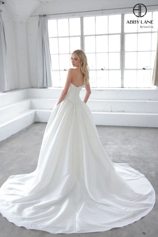Abby Lane 97310 Basque Waist Strapless Taffeta Wedding Gown