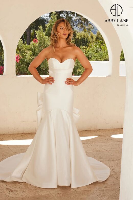Abby Lane 97273 Bow Back Trumpet Silhouette Mikado Bridal Dress
