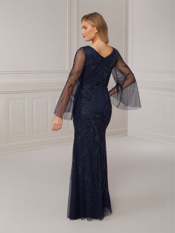 Adrianna Papell 40419 Bell Sleeve V-Neck Dress - Stock Only