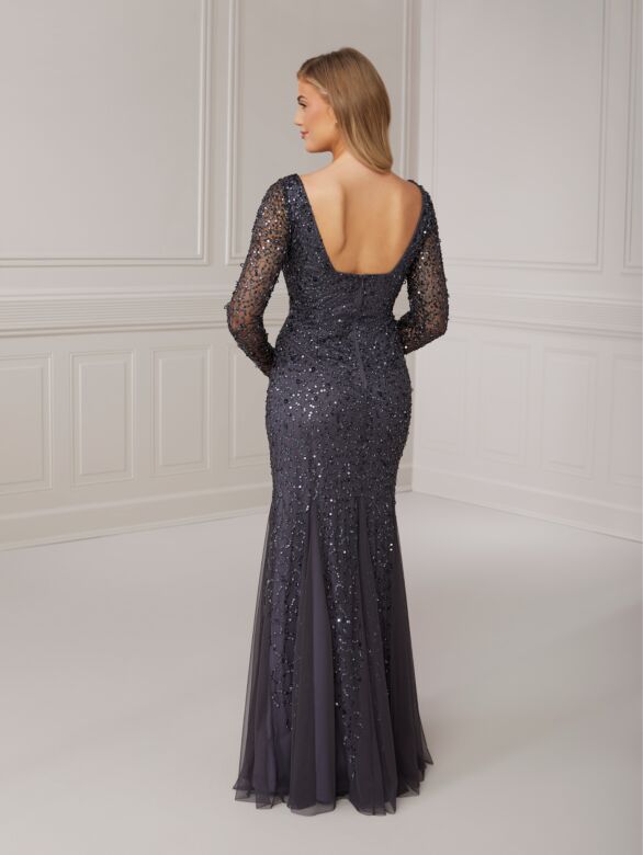 Adrianna Papell 40420 Square Neckline Illusion Sleeve Dress - Stock Only