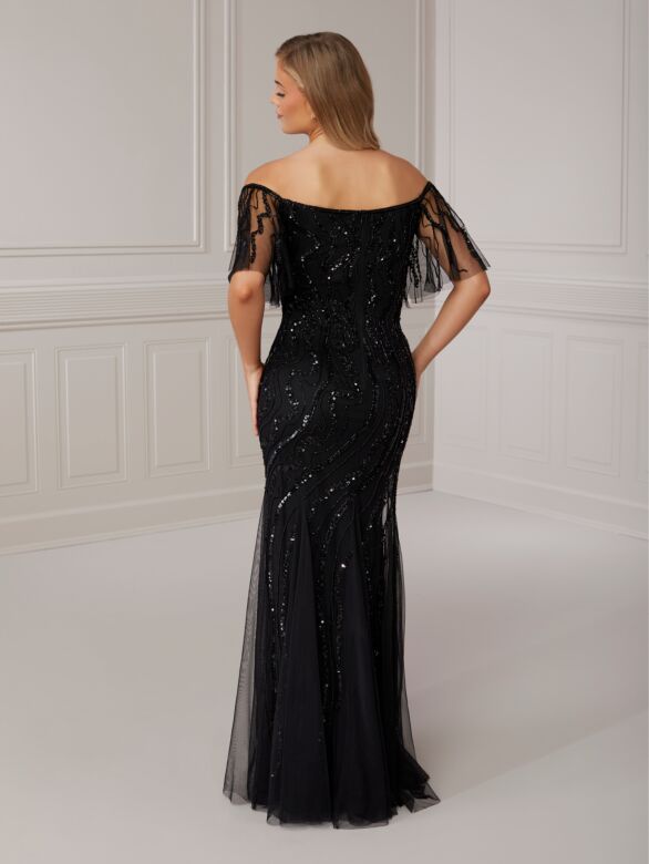 Christina Wu 40557 Off The Shoulder Flutter Sleeve Dress