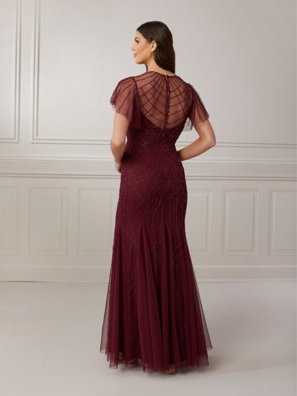 Adrianna Papell 40424 Illusion Back Flutter Sleeve Dress - Stock Only