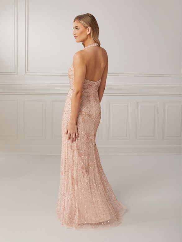 Adrianna Papell 40426 Halter Neckline Embellished Dress - Stock Only