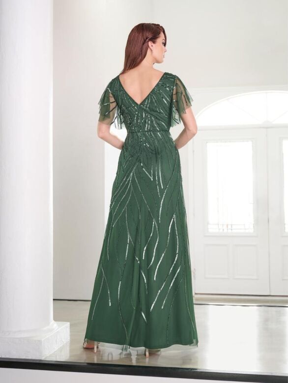 Adrianna Papell 40460 V-Neck Flutter Sleeve Dress - Stock Only
