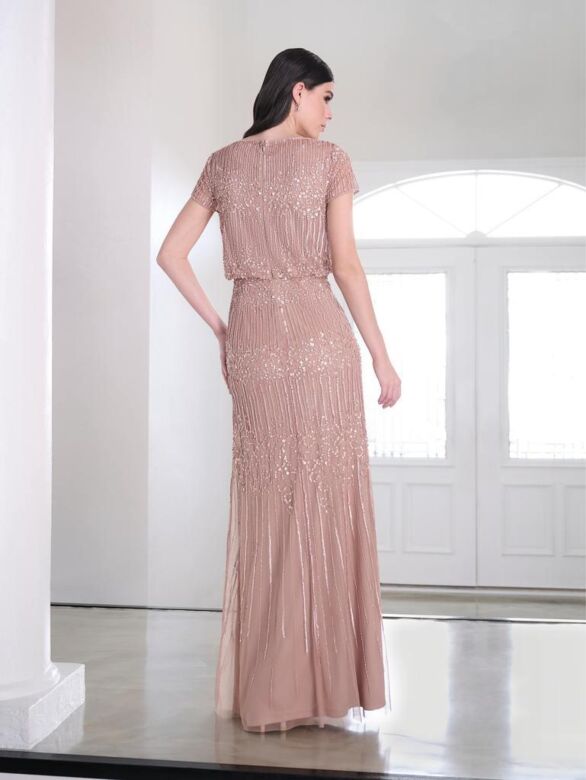 Adrianna Papell 40461 Short Sleeve Blouson Top Dress - Stock Only