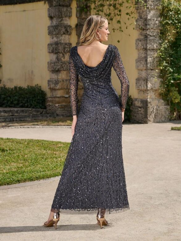 Adrianna Papell 40488 Cowl Back Embellished Dress - Stock Only