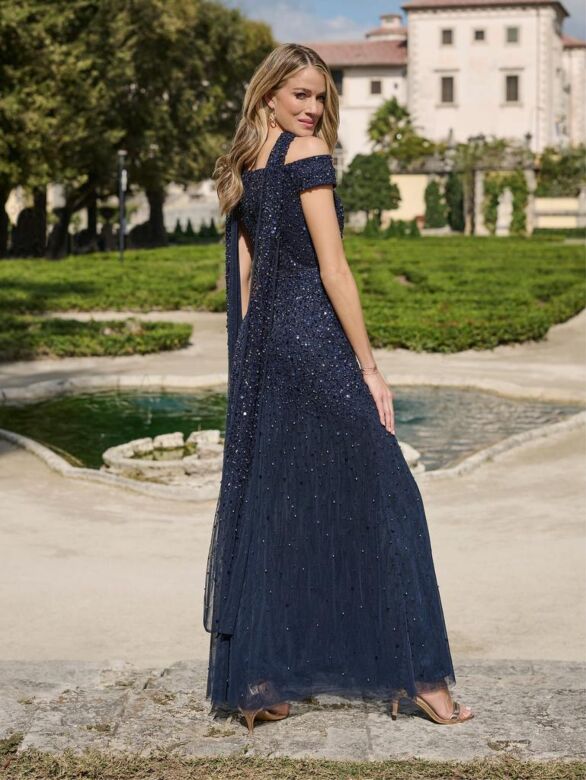 Adrianna Papell 40490 Off The Shoulder Embellished Dress - Stock Only