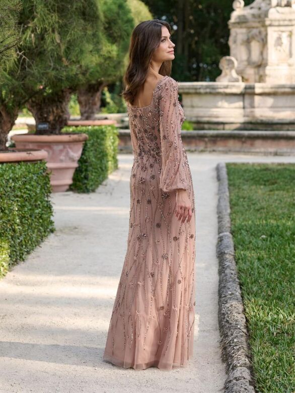 Adrianna Papell 40493 Bishop Sleeves Square Neck Dress