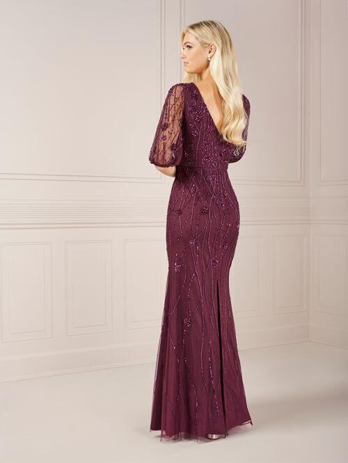 Adrianna Papell 40443 Boat Neck Illusion Sleeve Dress - Stock Only